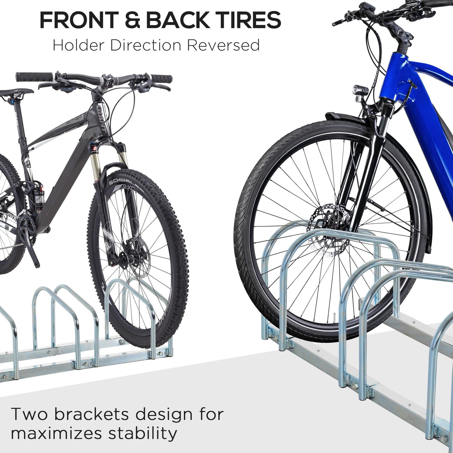 HOMCOM Bike Stand Parking Rack Floor or Wall Mount Bicycle Cycle Storage Locking Stand 179L x 33W x 27H (6 Racks)