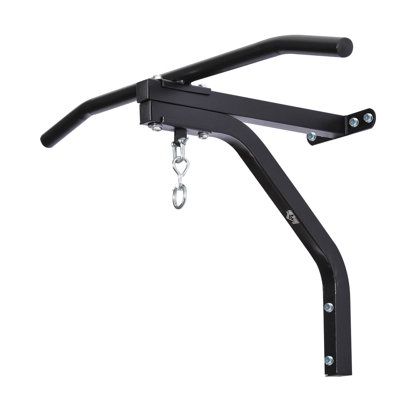 HOMCOM Punching Bag Hanger Wall Mount Bracket Kick Boxing MMA Training Frame Home Fitness Workout Pull Up Bar, Black