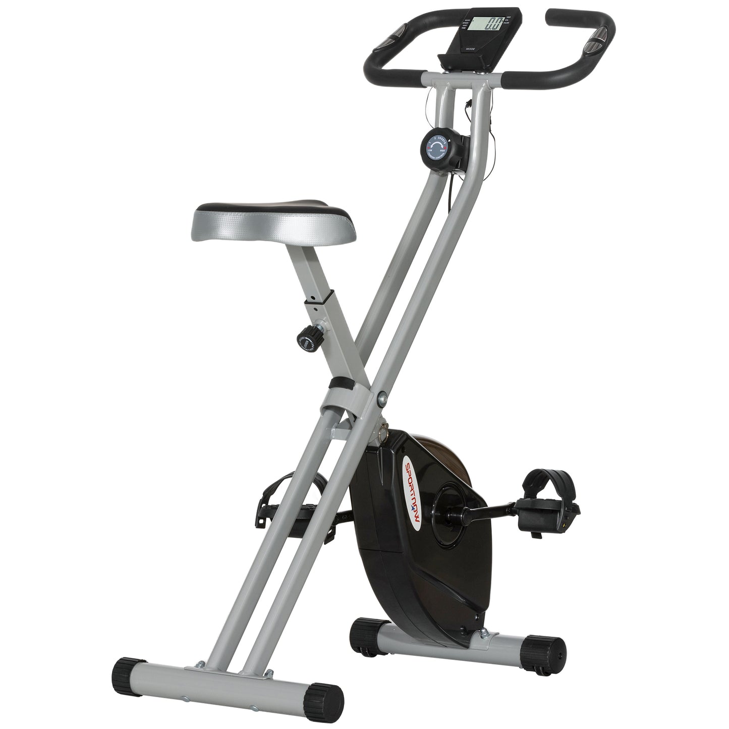 SPORTNOW Folding and Quiet Exercise Bike with 8-Level Magnetic Resistance and Heart Rate Sensor, for Home Gym