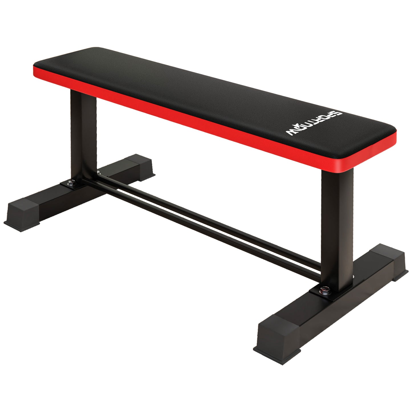 SPORTNOW Flat Weight Bench, 300KG Weight Capacity Workout Bench with Dumbbell Rack