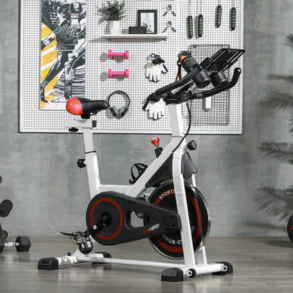 HOMCOM Exercise Bike, 8kg Flywheel Stationary Bike Indoor Cycling Machine with Adjustable Resistance Seat Handlebar