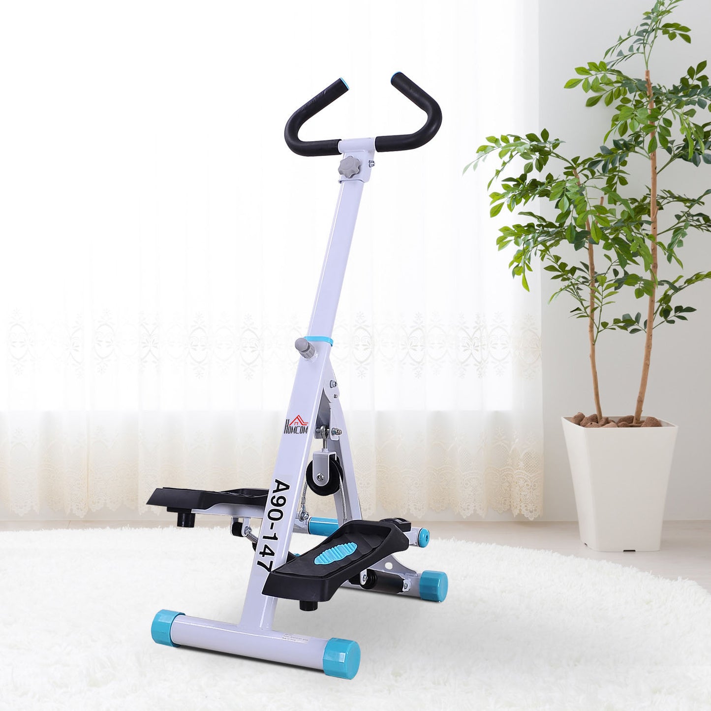 HOMCOM Stepper w/ Handle Hand Grip Workout Fitness Machine For Fitness Aerobic Exercise Home Gym