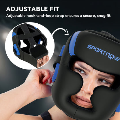 SPORTNOW Boxing Headguard, Boxing Headgear Helmet with Adjustable Strap for Full Face Protection for Kickboxing Sparring Martial Arts Karate Taekwondo