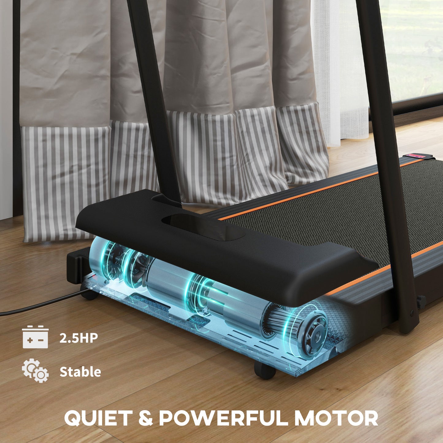 SPORTNOW 2.5HP Walking Pad, 1-6km/h Folding Treadmill with Remote Control and LED Display for Home Gym Office