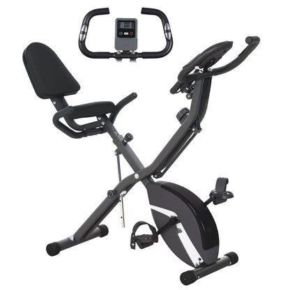 SPORTNOW 5-In-1 Folding Exercise Bike with Arm Workout Bands, Quiet 8-Level Magnetic Resistance Foldable Exercise Bike with LCD, Tablet Holder, Hand Pulse Sensor for Home Use Indoor Cycling