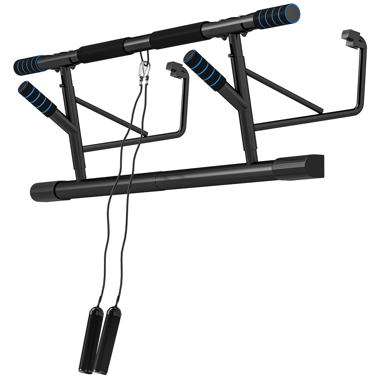 SPORTNOW Pull-Up Bar, No-Drilling Chin-Up Bar, Push-Up Stand with Resistance Bands, Padded Handles for Home Gym Exercise