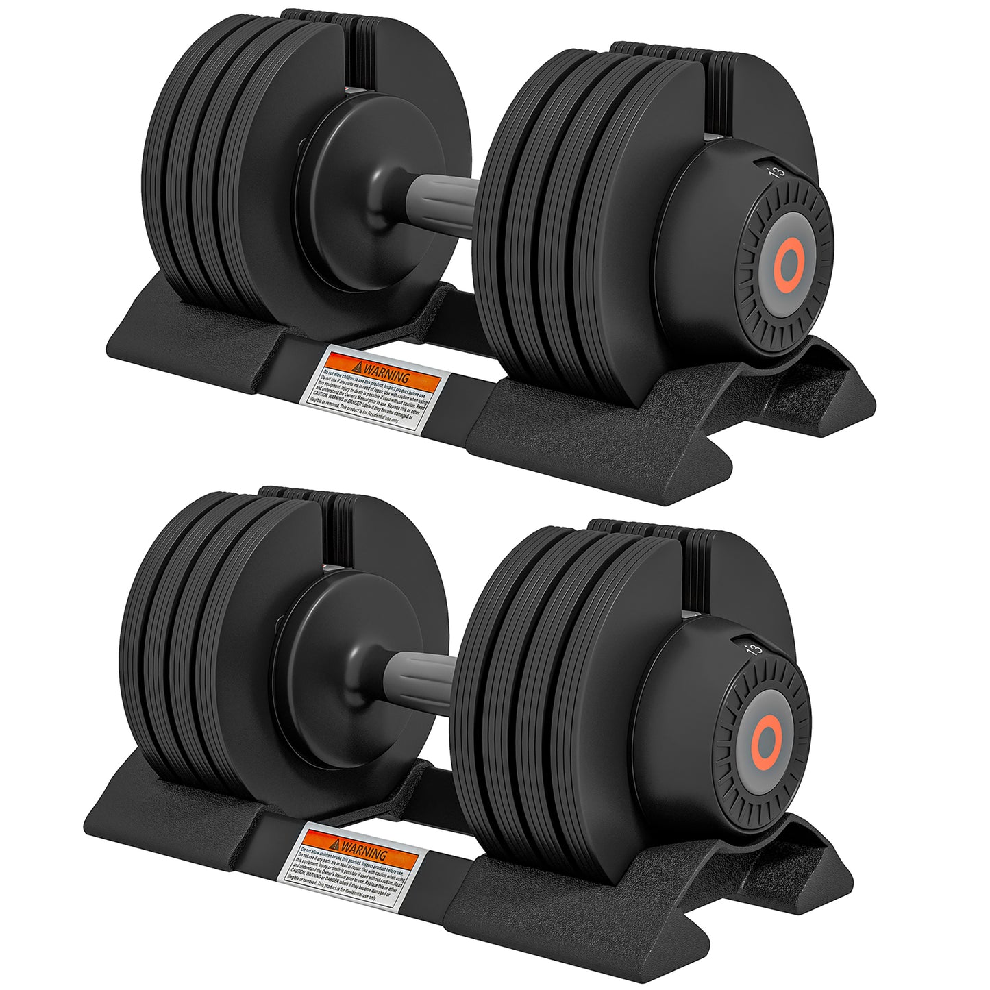 SPORTNOW 2 x 24KG Adjustable Dumbbells Set, 4-in-1 Weights Set with Storage Tray and Non-Slip Handle, Home Gym Fitness Equipment, Black