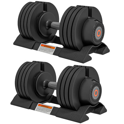 SPORTNOW 2 x 24KG Adjustable Dumbbells Set, 4-in-1 Weights Set with Storage Tray and Non-Slip Handle, Home Gym Fitness Equipment, Black