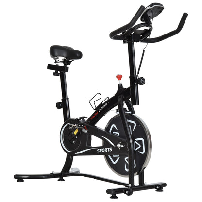 HOMCOM Indoor Stationary Exercise Bike 6kg Flywheel Fitness Cardio Workout Bke Trainer for Home Gym w/ Adjustable Resistance LCD Monitor Pad and Bottle Holder