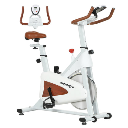 SPORTNOW Indoor Exercise Bike, Quiet Stationary Bike, Stylish Cycling Machine with Adjustable Seat and Resistance, LCD Monitor, Tablet Holder, for Home Gym Cardio Workout