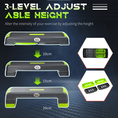HOMCOM Aerobic Step with 3-Level Adjustable Heights for Home, Office Exercise