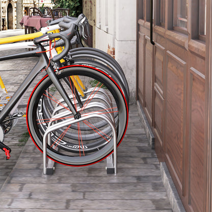 HOMCOM Bike Stand Parking Rack Floor or Wall Mount Bicycle Cycle Storage Locking Stand (4 Racks)