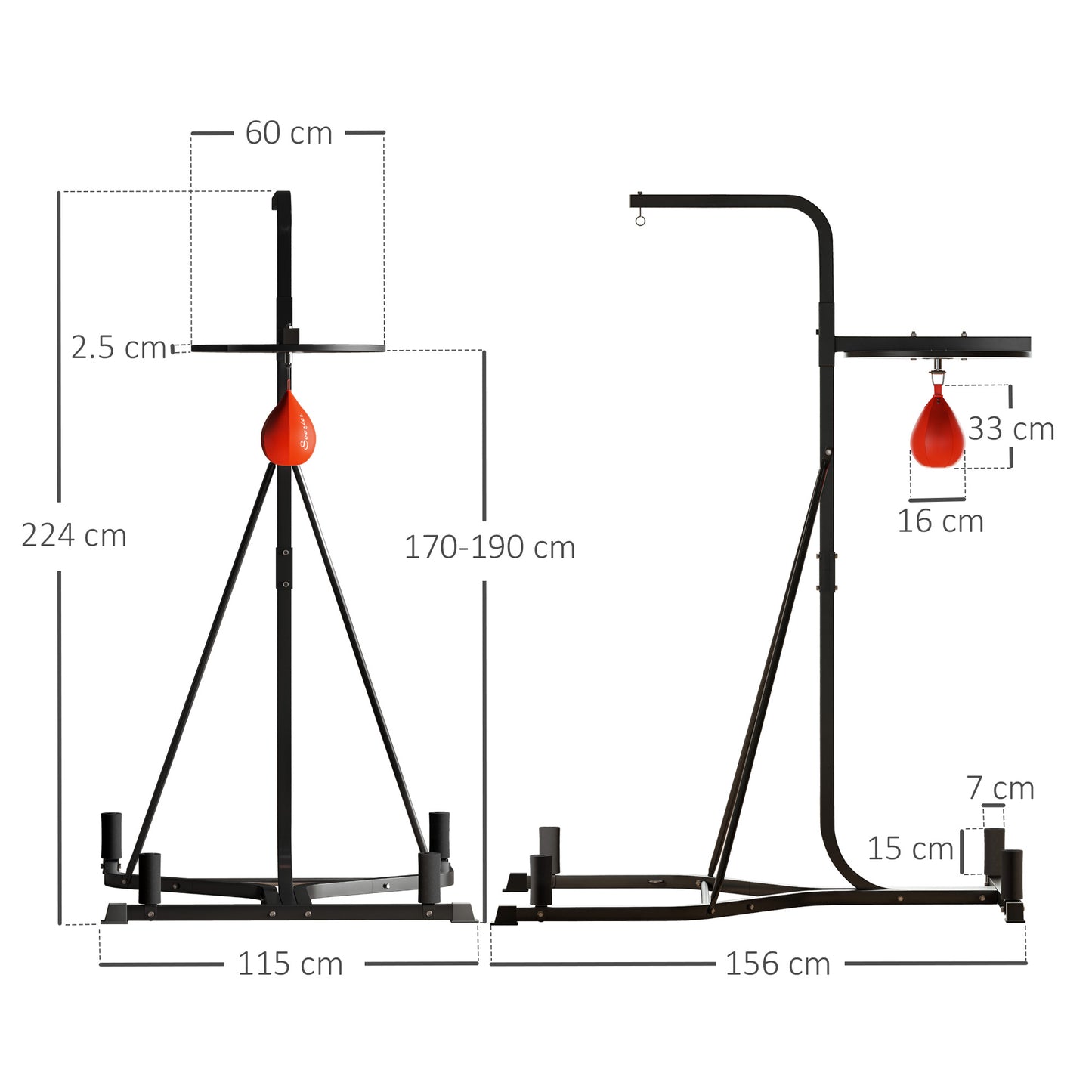 HOMCOM Adjustable Freestanding Speedbag, Punch Bag Hanger