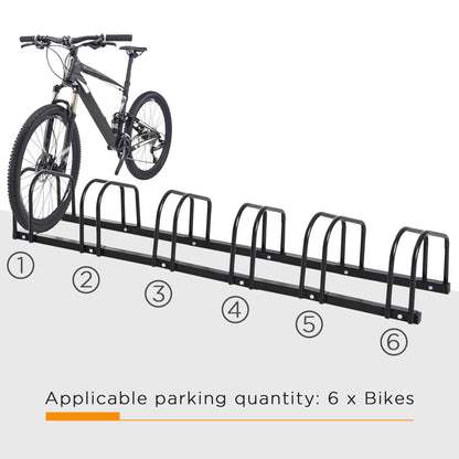 HOMCOM Bike Stand Parking Rack Floor or Wall Mount Bicycle Cycle Storage Locking Stand 179L x 33W x 27H (6 Racks)