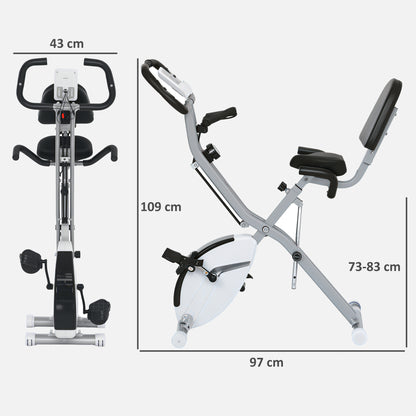 SPORTNOW 5-In-1 Folding Exercise Bike with Arm Workout Bands, Quiet 8-Level Magnetic Resistance Foldable Exercise Bike with LCD, Tablet Holder, Hand Pulse Sensor for Home Use Indoor Cycling