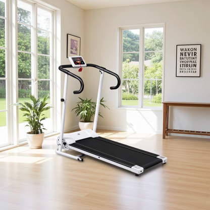 HOMCOM 1.25HP Motorised Electric Treadmill, 10km/h Folding Running Machine, Gym Fitness Exercise with LCD Monitor