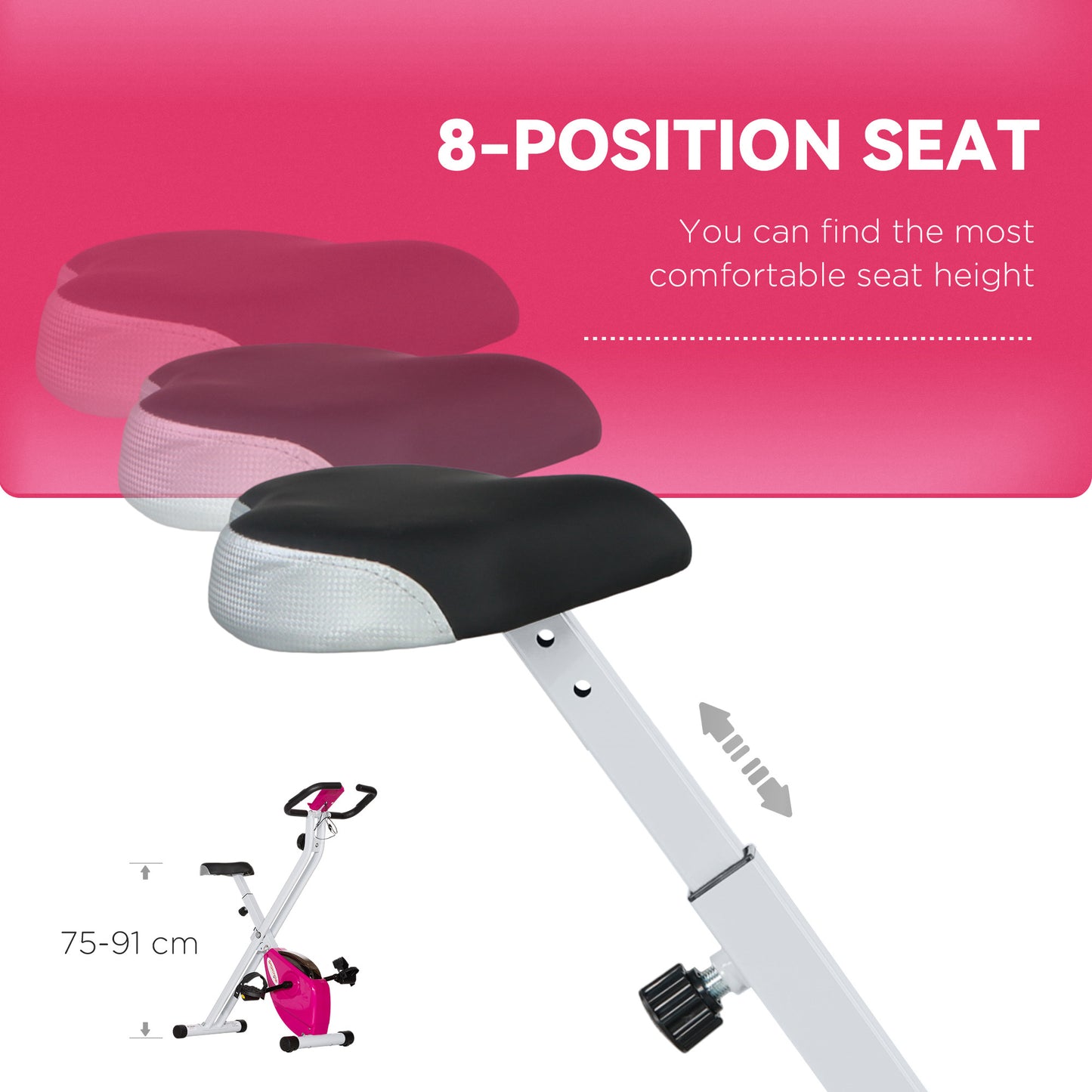 SPORTNOW Folding and Quiet Exercise Bike with 8-Level Magnetic Resistance and Heart Rate Sensor, for Home Gym