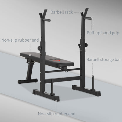 HOMCOM Adjustable Weight Bench, Foldable Bench, with Barbell Rack