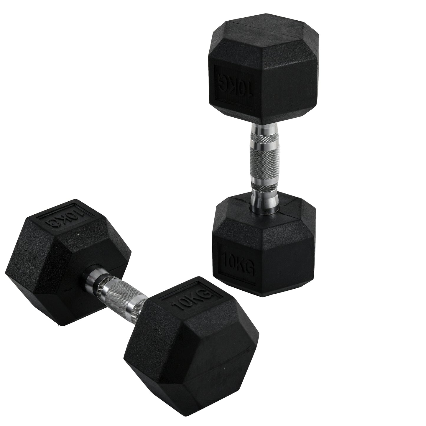 HOMCOM 2x10kg Hex Dumbbells Set Rubber Dumbbells Weight Lifting Equipment Fitness Home Gym