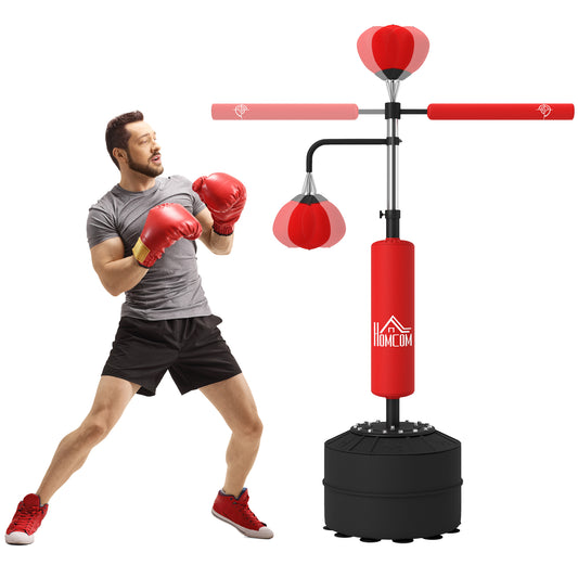 HOMCOM 3-in-1 Boxing Punching Bag, Freestanding with 2 Speed Bals, 360° Reflex Bar, 160-230cm Adjustable Height