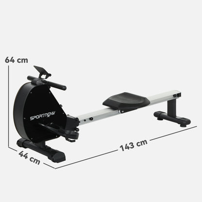 SPORTNOW Folding Magnetic Rowing Machine, with 16-Level Adjustable Resistance, Black
