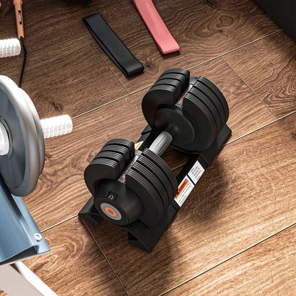 SPORTNOW 2 x 24KG Adjustable Dumbbells Set, 4-in-1 Weights Set with Storage Tray and Non-Slip Handle, Home Gym Fitness Equipment, Black