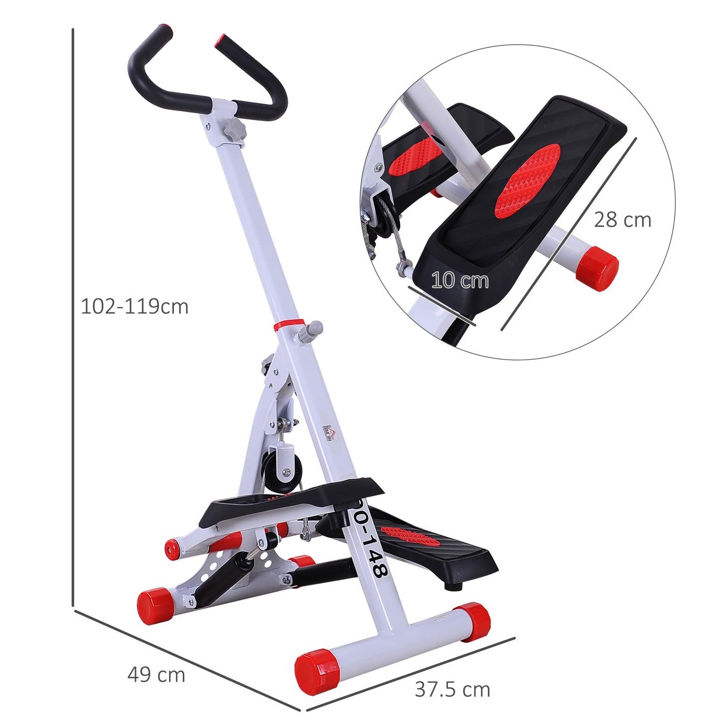 HOMCOM Stepper w/ Handle Hand Grip Workout Fitness Machine For Fitness Aerobic Exercise Home Gym