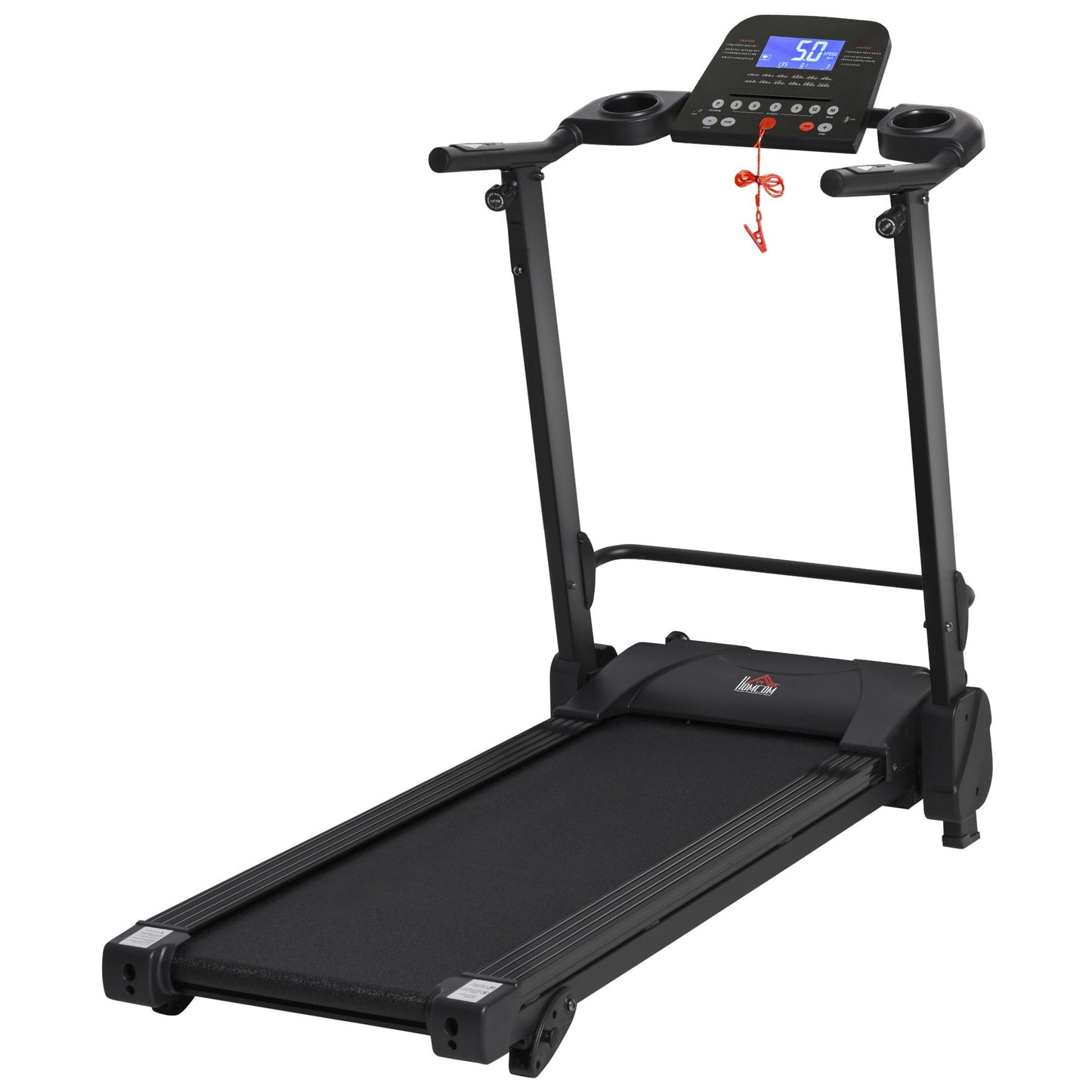 HOMCOM 2.5HP 14Km/h Manual Incline Electric Running Machine Motorized Treadmill Folding, MP3 & USB Player, 12 Preset Programs, 5 Speed Shortcut, w/ WIDE RUNNING BELT, LCD Display, Drink Holders