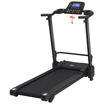 HOMCOM 2.5HP 14Km/h Manual Incline Electric Running Machine Motorized Treadmill Folding, MP3 & USB Player, 12 Preset Programs, 5 Speed Shortcut, w/ WIDE RUNNING BELT, LCD Display, Drink Holders
