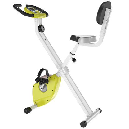 HOMCOM Folding Exercise Bike, Fitness Bicycle Indoor Trainer, 8-Level Magnetic Resistance Adjustable, with LCD Monitor, Pulse Sensor