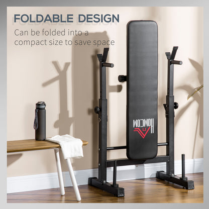 HOMCOM Adjustable Weight Bench, Foldable Bench, with Barbell Rack