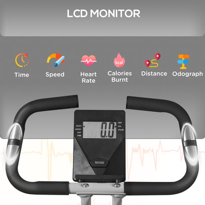 SPORTNOW Folding and Quiet Exercise Bike with 8-Level Magnetic Resistance and Heart Rate Sensor, for Home Gym