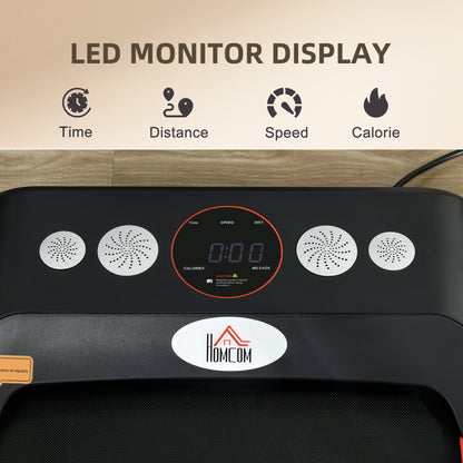 HOMCOM Foldable Walking Treadmill, with LED Display and Wheels, for Home, Office & Fitness Studio