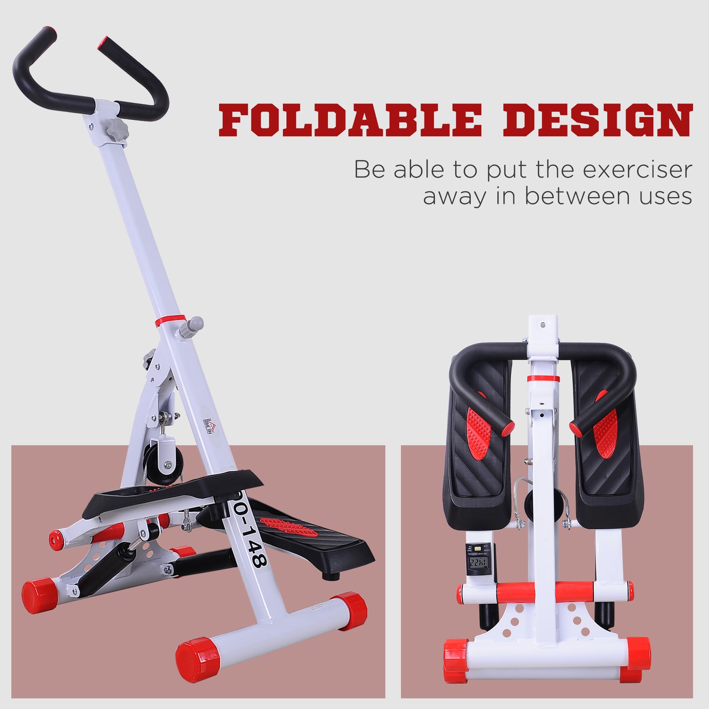 HOMCOM Stepper w/ Handle Hand Grip Workout Fitness Machine For Fitness Aerobic Exercise Home Gym