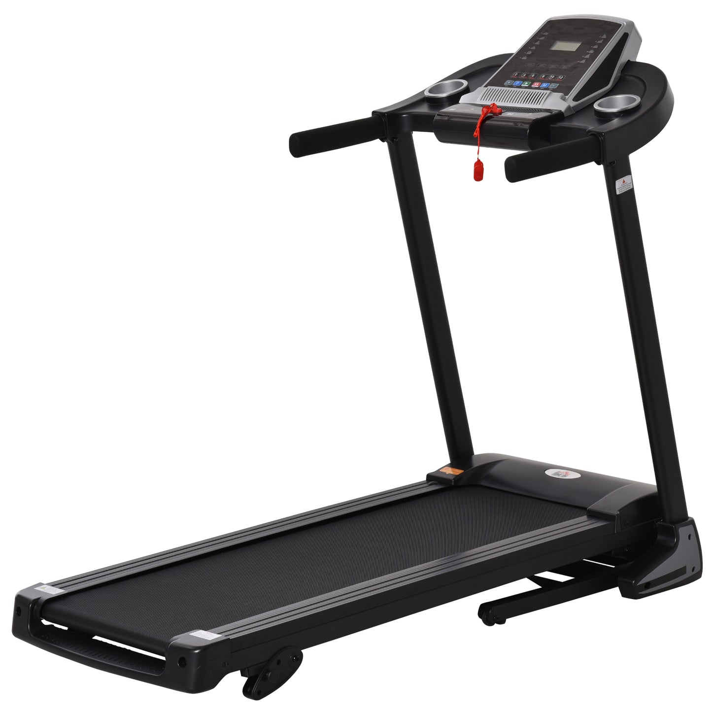 HOMCOM Folding Treadmill, 2.0HP Incline Treadmill Running Machine, 12.8 km/h, with LED Display, Manual Incline, 12 Preset Programs, Drink & Phone Holder for Home Gym Fitness