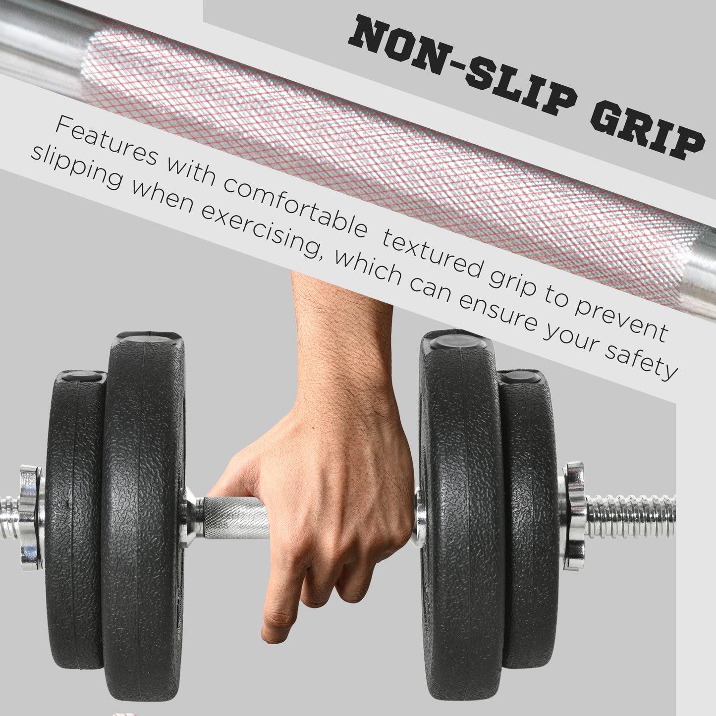 HOMCOM 20KG Adjustable Weights Dumbbells Set, Dumbbell Hand Weights for Home Office Gym Body Fitness Lifting Training