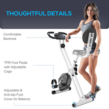 HOMCOM Folding Exercise Bike, Fitness Bicycle Indoor Trainer, 8-Level Magnetic Resistance Adjustable, with LCD Monitor, Pulse Sensor