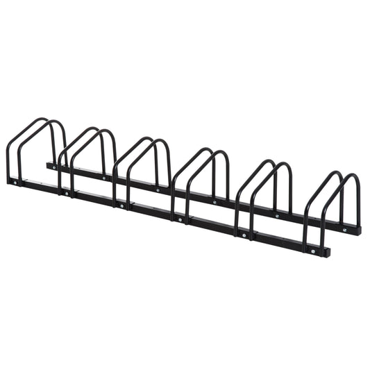 HOMCOM Bike Stand Parking Rack Floor or Wall Mount Bicycle Cycle Storage Locking Stand 179L x 33W x 27H (6 Racks)