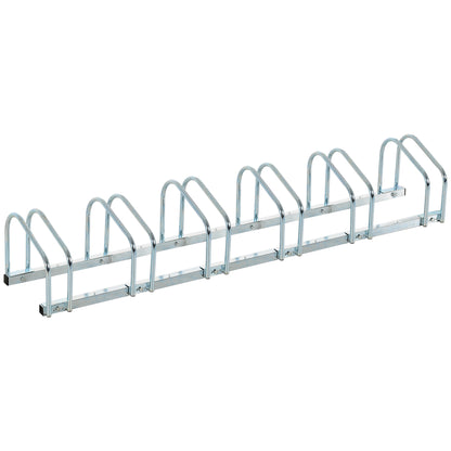 HOMCOM Bike Stand Parking Rack Floor or Wall Mount Bicycle Cycle Storage Locking Stand 179L x 33W x 27H (6 Racks)