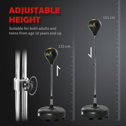 HOMCOM Punching Bag with Stand, Free Standing Boxing Bag Set, Speed Bag with Speedball Adjustable Height from 133cm to 151cm for Teens