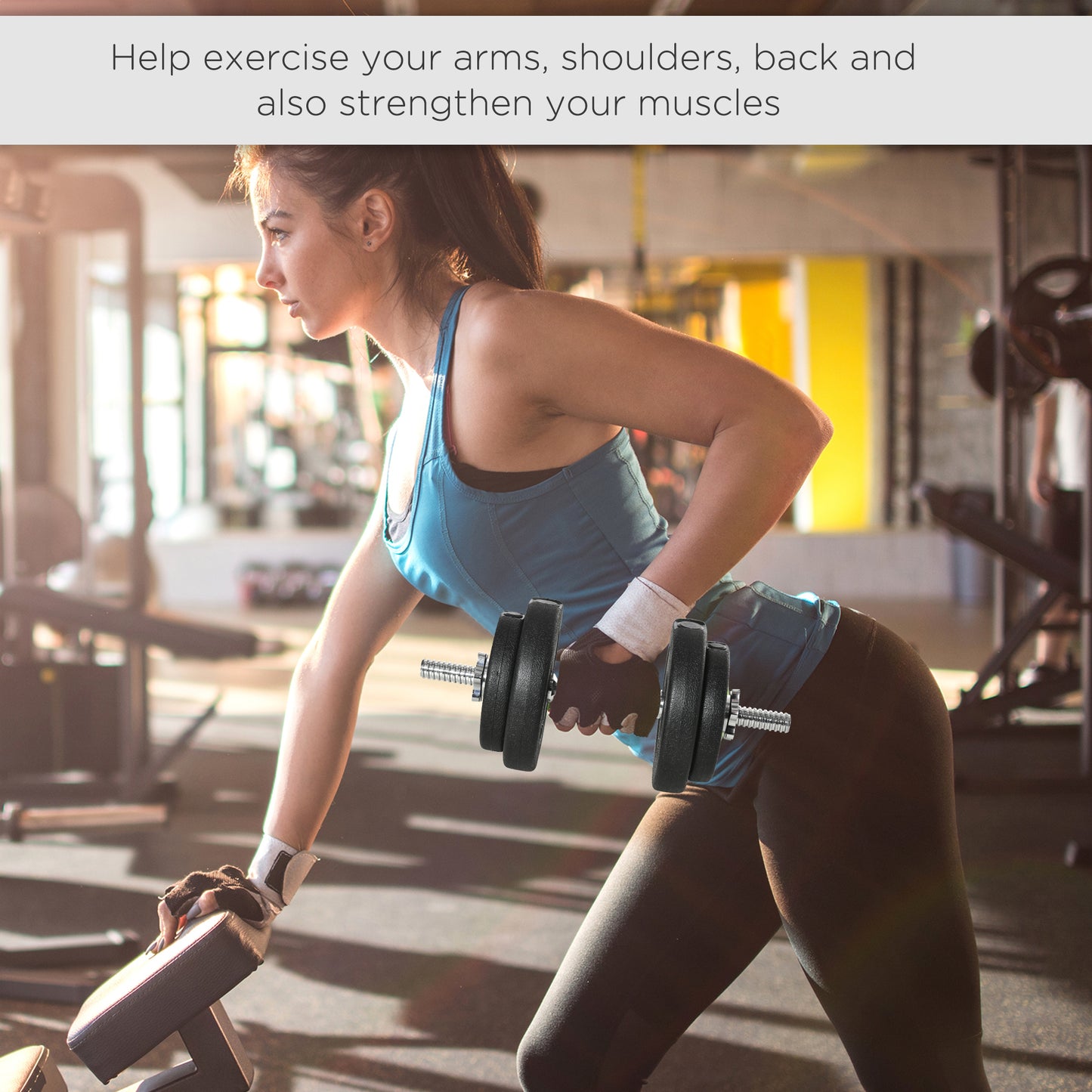 HOMCOM 20KG Adjustable Weights Dumbbells Set, Dumbbell Hand Weights for Home Office Gym Body Fitness Lifting Training