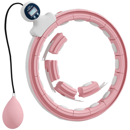 SPORTNOW Smart Weighted Hula Hoop, Massage Hula Ring w/ 16 Detachable Knots, 360° Auto-Rotating Ball, Digital Counter, Pink