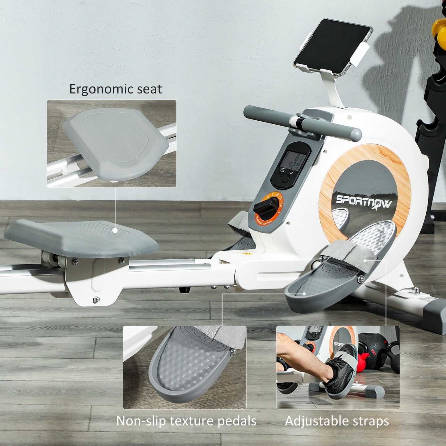 SPORTNOW Rowing Machine, 16-Level Magnetic Rower Machine with LCD Monitor and Phone Holder