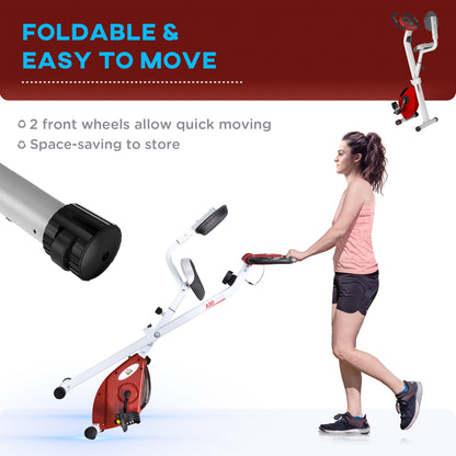 HOMCOM Folding Exercise Bike, Fitness Bicycle Indoor Trainer, 8-Level Magnetic Resistance Adjustable, with LCD Monitor, Pulse Sensor