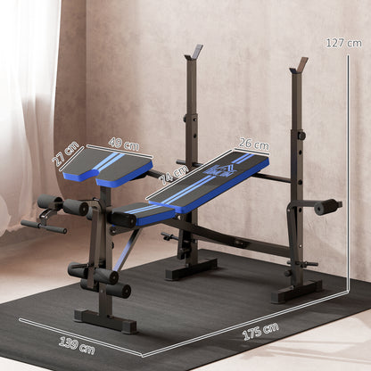 HOMCOM Adjustable Weight Bench with Leg Developer Barbell Rack for Weight Lifting and Strength Training Multifunctional Workout Station for Home Gym Fitness