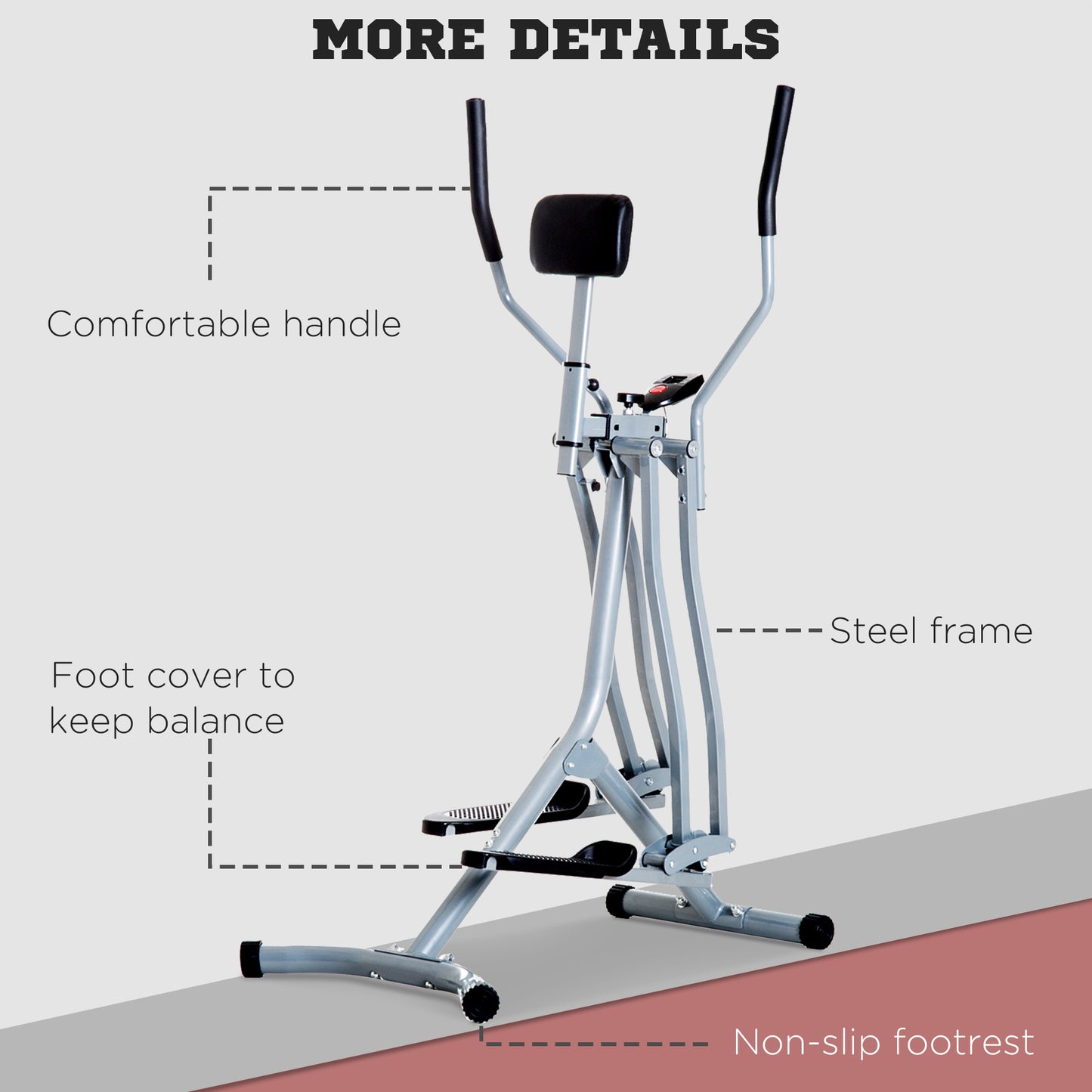 HOMCOM Air Walker Glider, Cross Trainer Fitness Machine, with LCD, for Home Gym