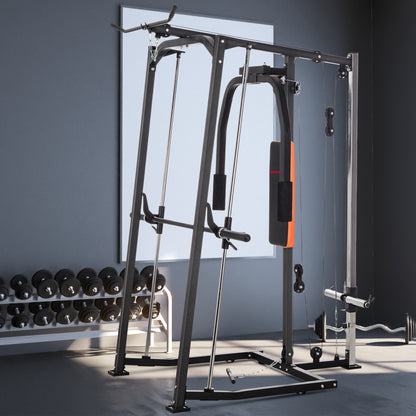 SPORTNOW 3 In 1 Smith Machine with Dual Cable Pulley System, Chest Press Station, 17-Level Squat Rack and Barbell Bar