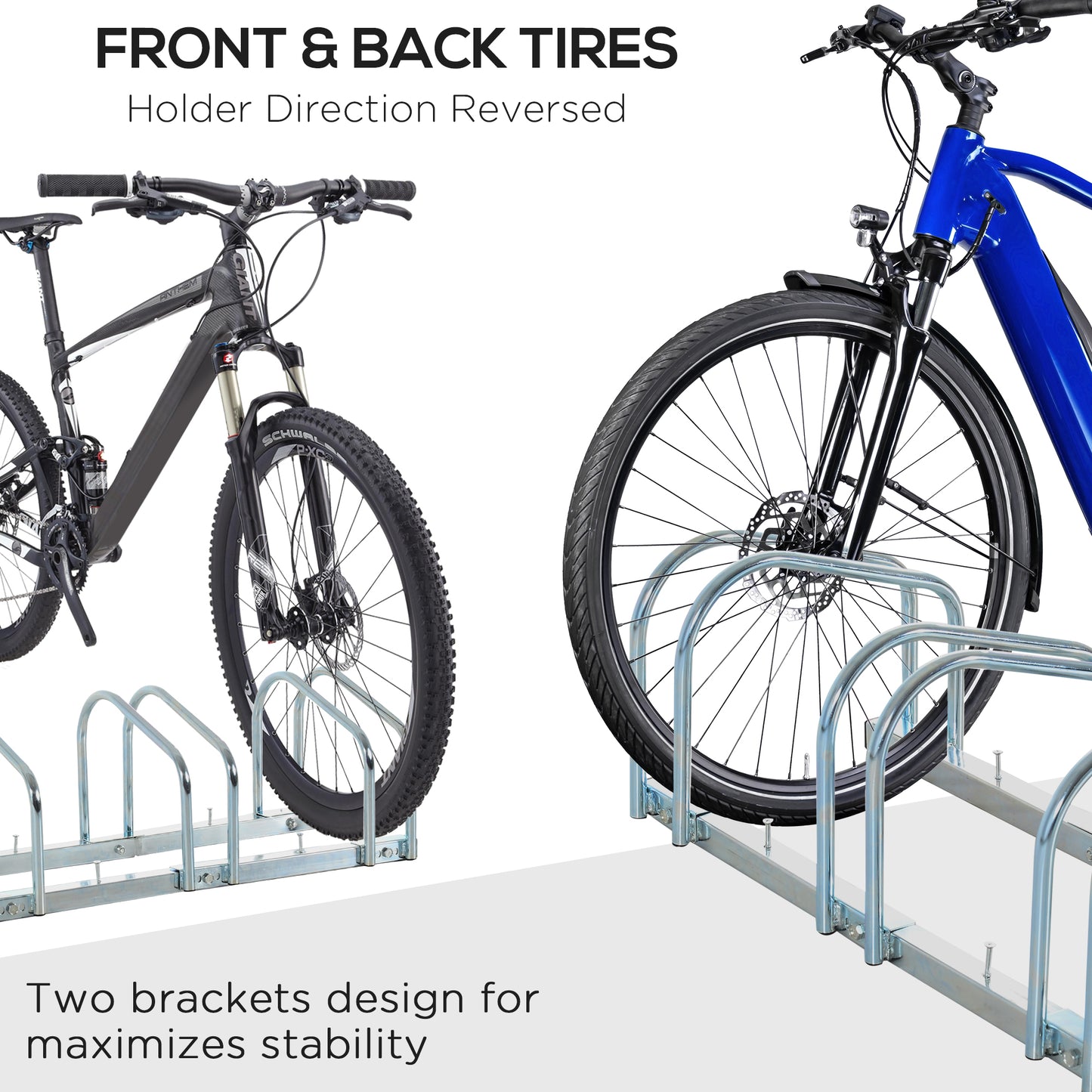HOMCOM Bike Stand Parking Rack Floor or Wall Mount Bicycle Cycle Storage Locking Stand 76L x 33W x 27H (3 Racks)