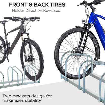 HOMCOM Bike Stand Parking Rack Floor or Wall Mount Bicycle Cycle Storage Locking Stand 76L x 33W x 27H (3 Racks)