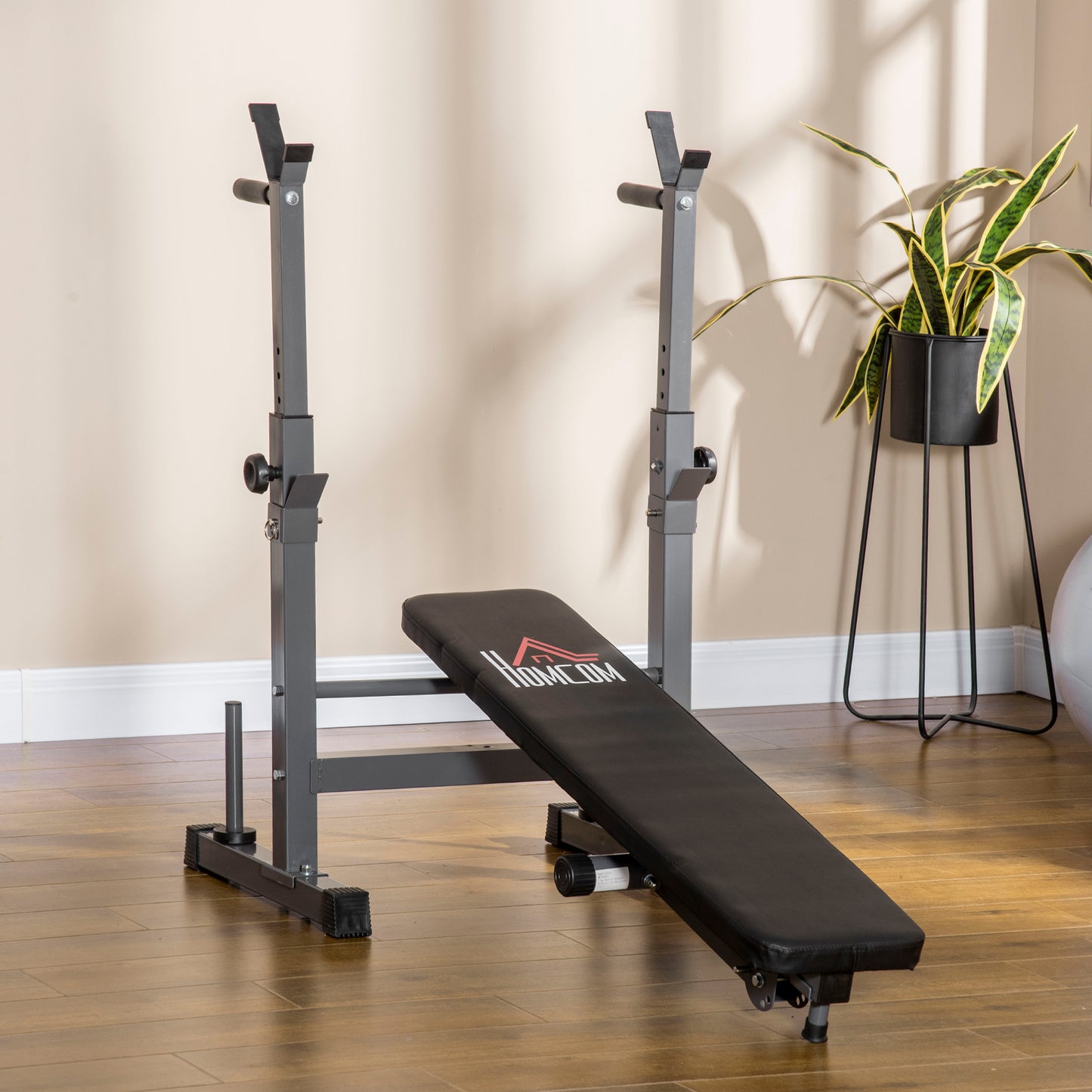 HOMCOM Adjustable Weight Bench, Foldable Bench, with Barbell Rack